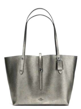 Coach Metallic Silver Leather Tote